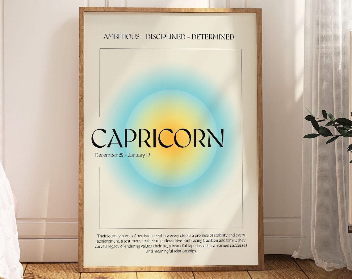 Capricorn Zodiac Poster, Soothing Colors
