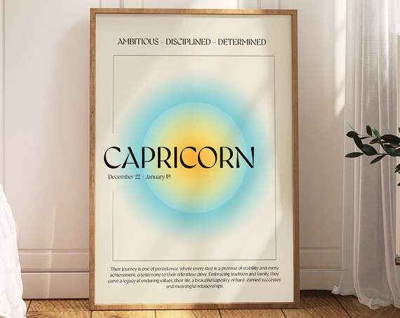 Capricorn Zodiac Poster, Soothing Colors