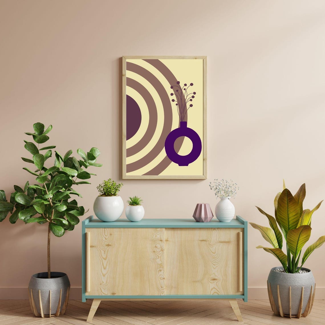 Purple Vase And Arches Boho Abstract Mid Century Minimalist Poster - Image 4