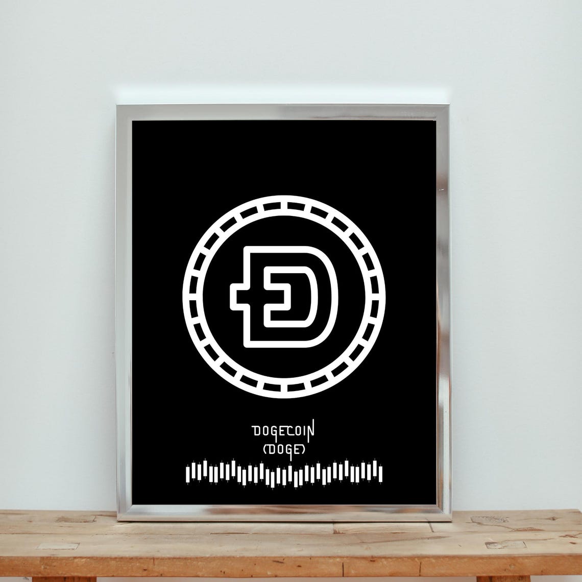 Dogecoin DOGE Black Minimalist Crypto Coin Chart Wall Poster