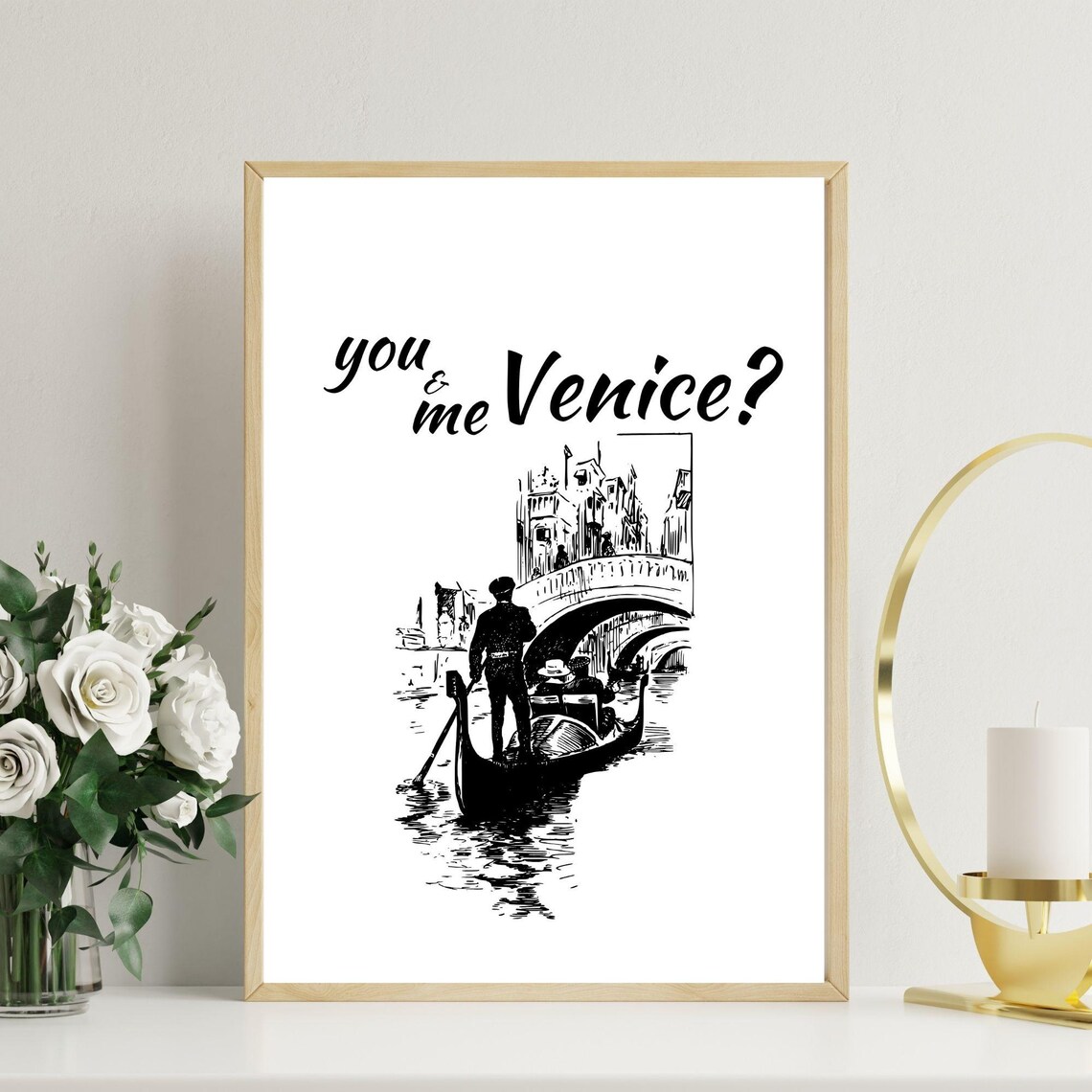 You And Me Venice Romantic Minimalist Travel Poster