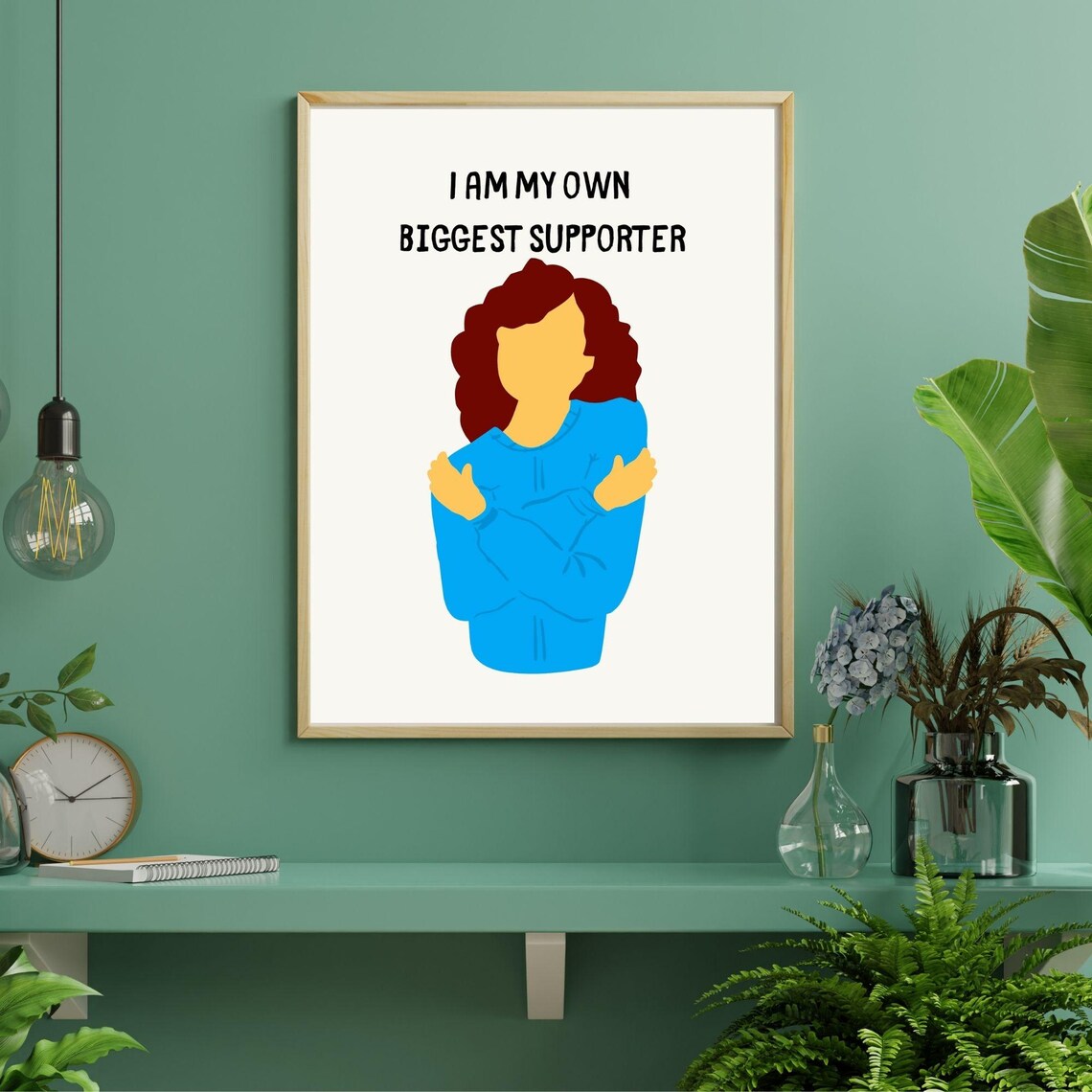 I Am My Own Biggest Supporter Self Hug Woman Illustration Self Love Wall Art Poster - Image 4