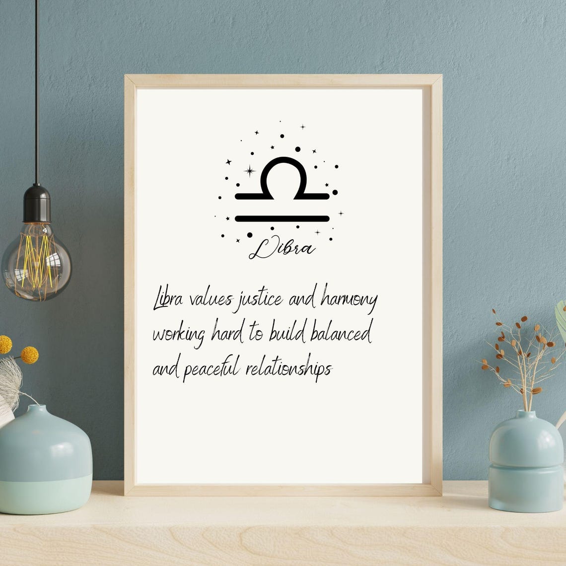 Libra Zodiac Sign, Minimalist Art Print