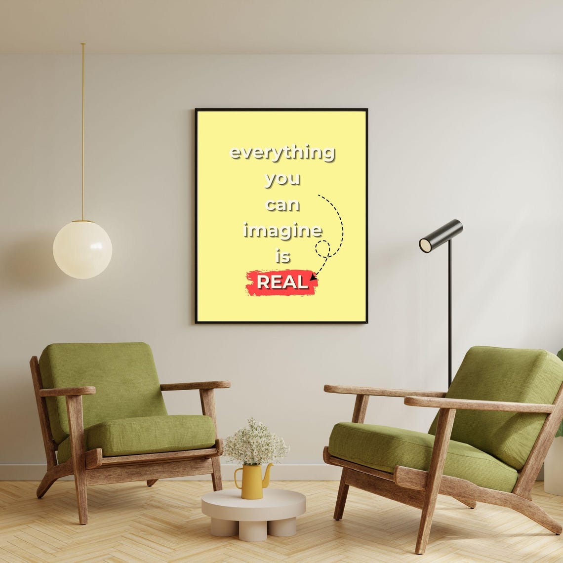 Everything You Can Imagine Is Real Bold Yellow Motivational Poster - Image 7