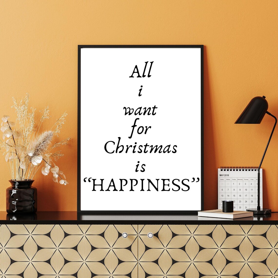 All I Want For Christmas Is Happiness Holiday Quote Wall Poster - Image 7