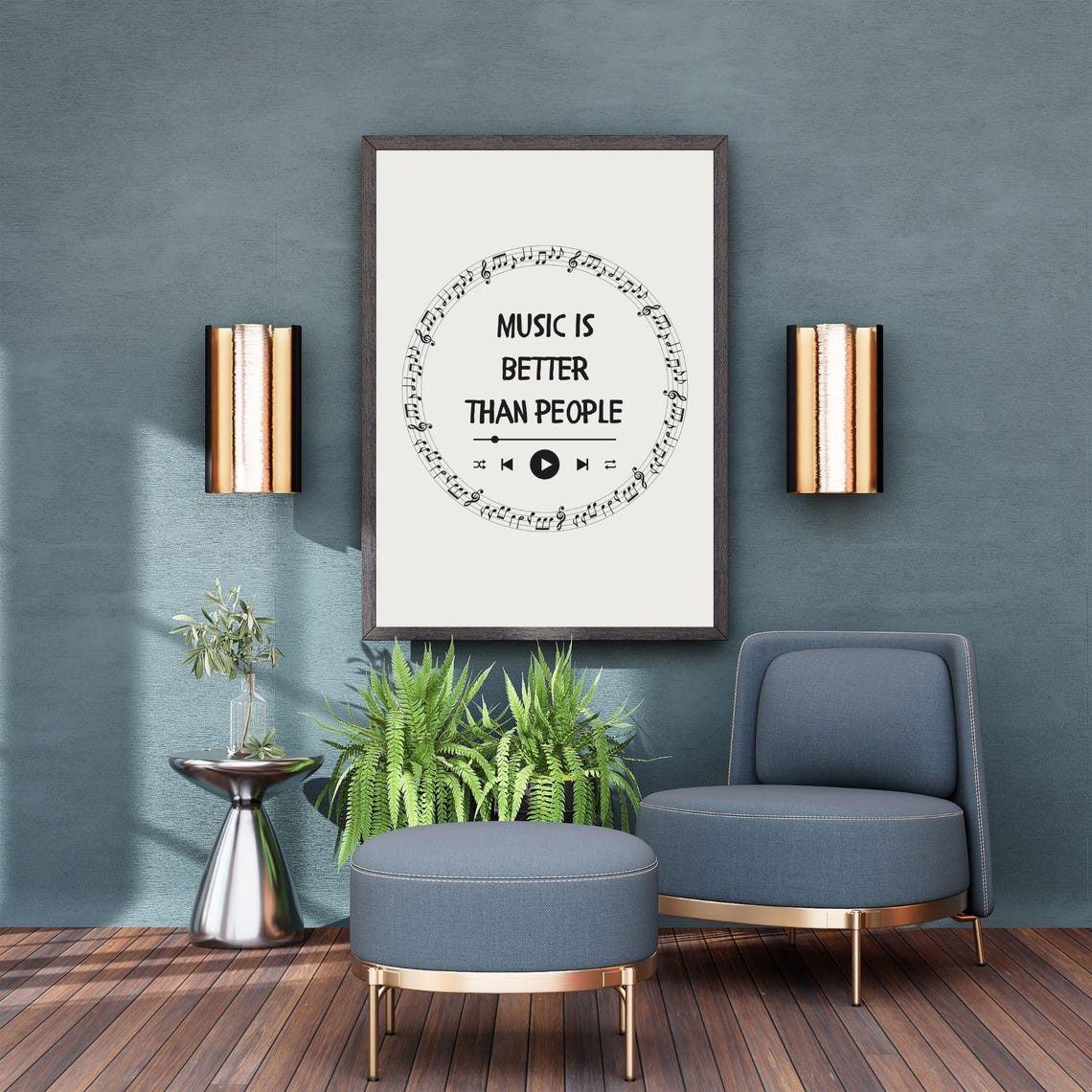 Music Is Better Than People Funny Music Lover Quote Notes Art Poster - Image 2