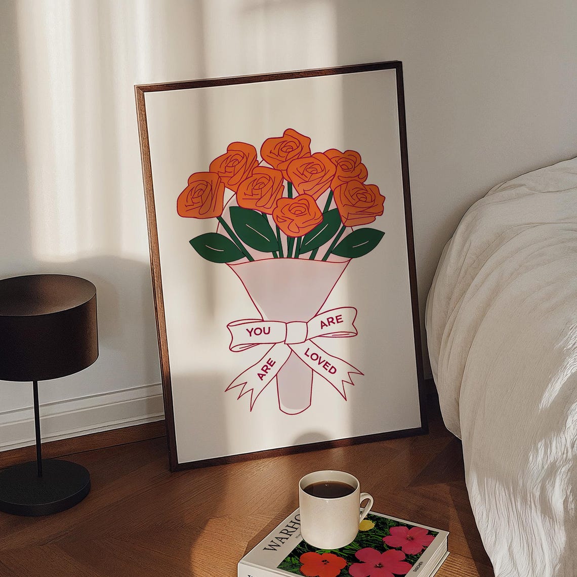 You Are Loved Roses Bouquet Affirmation Floral Coquette Art Poster