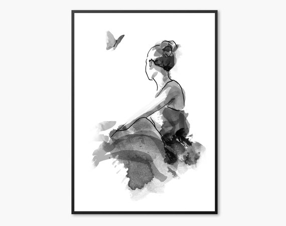 Wall Art Prints Ballerina Art Print Bedroom Wall Art Butterfly Art Print Wall Art Print Butterfly Decor Bedroom Prints Female Art