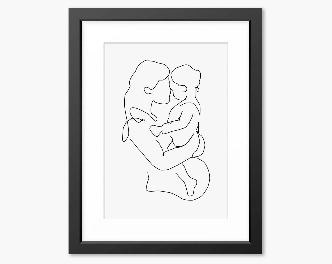 Pregnant Art Print Baby Shower Gift Big Sister Gift Love Pregnant Art Family Print Line Art Line Drawing Gift For Mom Mum Baby