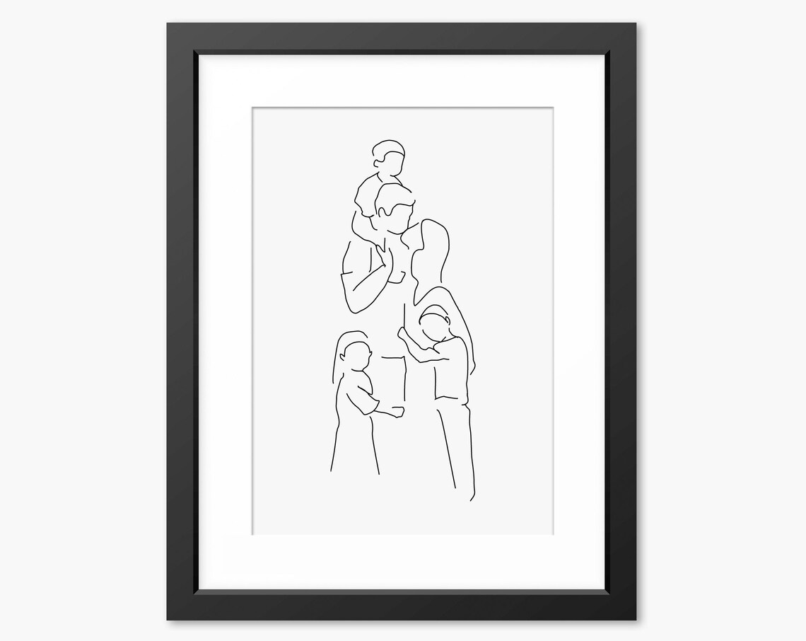 Family Print Family Illustration Family Drawing Family Sketch Family Line Art Family Portrait Family Wall Art Line Drawing Mum Mom