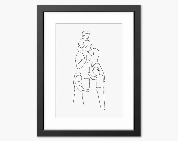 Family Print Family Illustration Family Drawing Family Sketch Family Line Art Family Portrait Family Wall Art Line Drawing Mum Mom