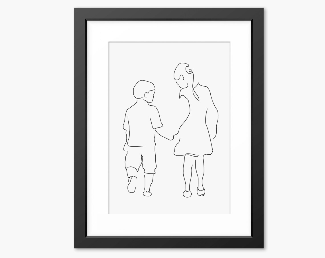 Family Print Family Line Art Line Drawing Family Illustration Nursery Wall Art Gift For Brother Gift For Sister Family Drawing