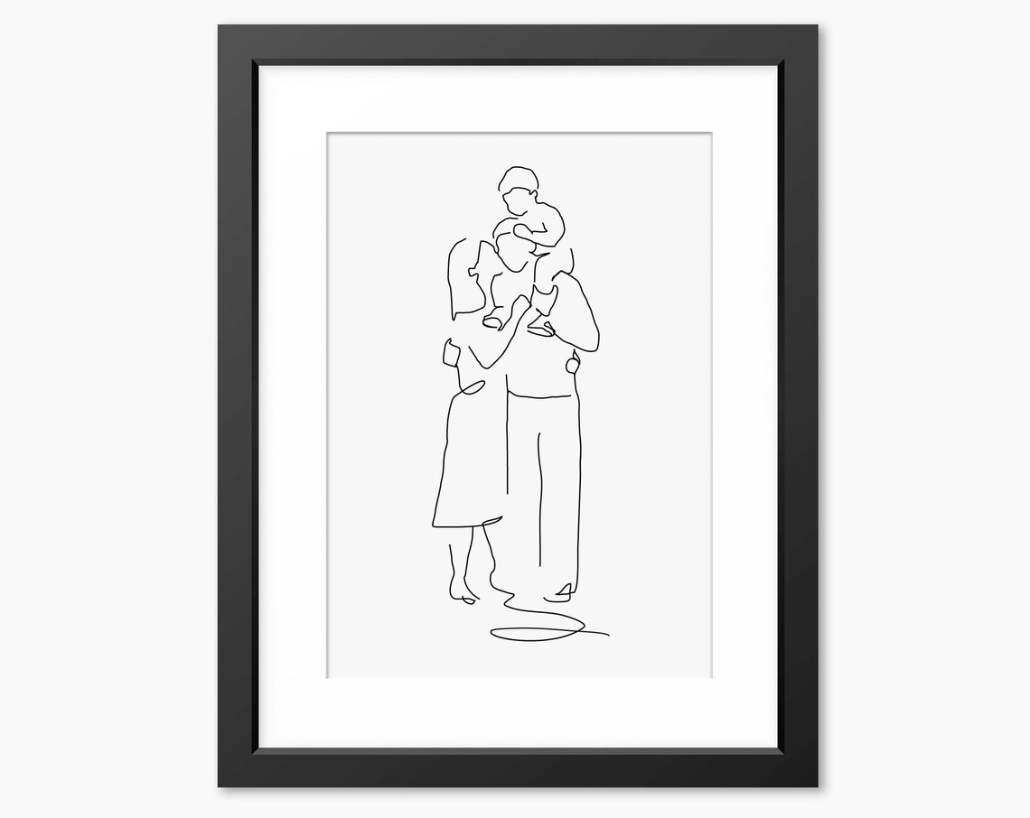 Family Line Art Family Print Mother Father Toddler Family Portrait Line Art Line Drawing Minimalist Baby Boy Gift Gift For Mom Mum