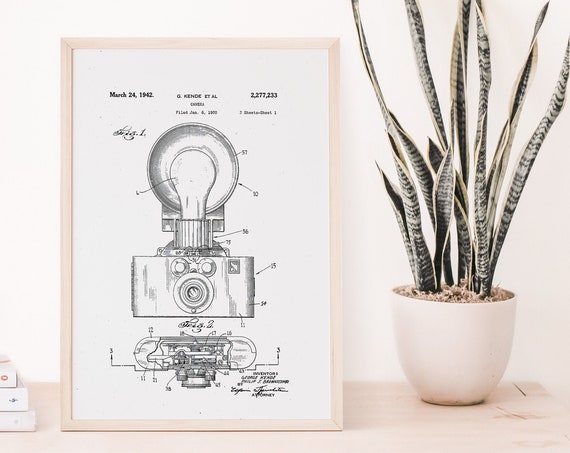 Patent Print Poster Photographic Camera Decor Blueprint Wall Art Prints
