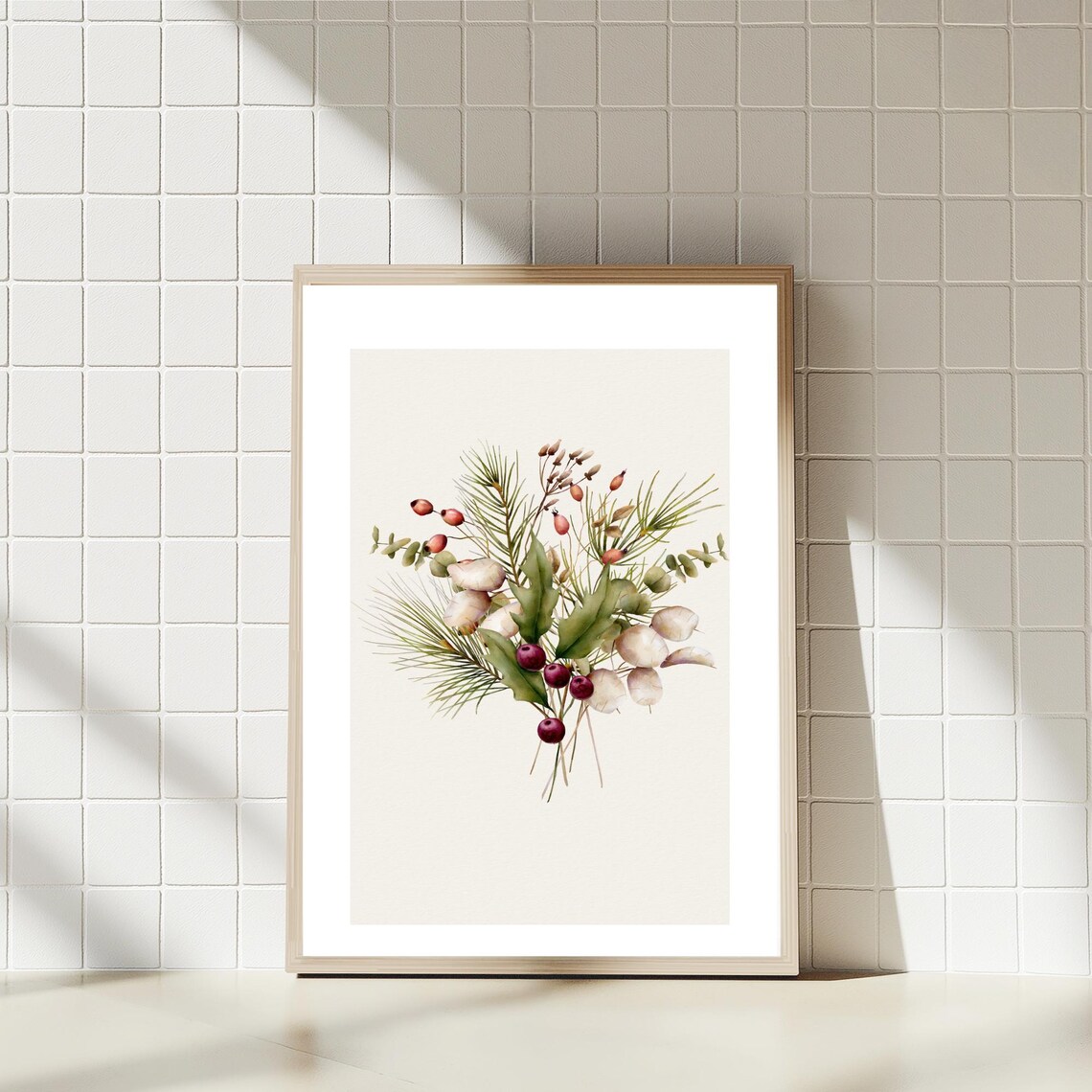 Christmas Floral Botanical Holiday Art Print