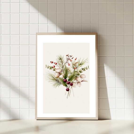 Christmas Floral Botanical Holiday Art Print
