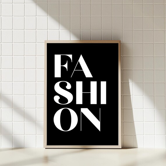 Fashion Bold White Serif Typography Minimalist Black Art Print