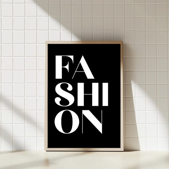 Fashion Typography Print Bold White Letters Minimalist Black