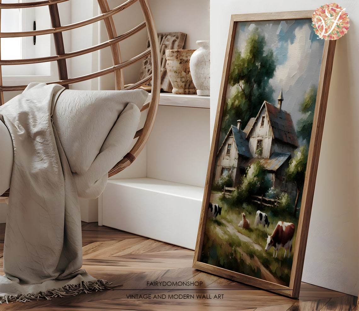Farmhouse Quiet Farmhouse Wall Art Landscape Art Farmhouse Wall Art Vintage Print Country Landscape Painting - Image 3