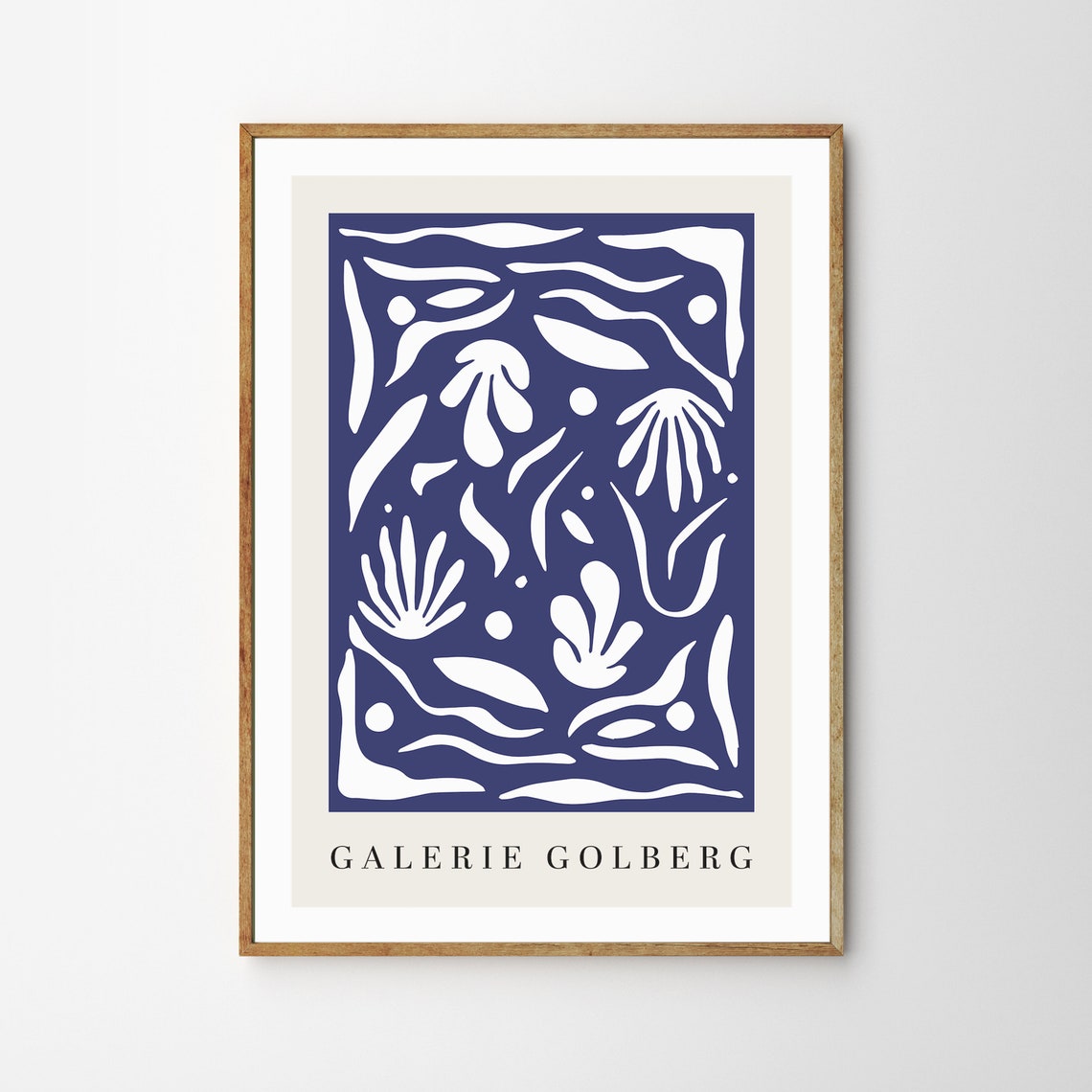 Galerie Golberg White Coral Navy Blue Cut Out Sea Art Style Poster - Image 4