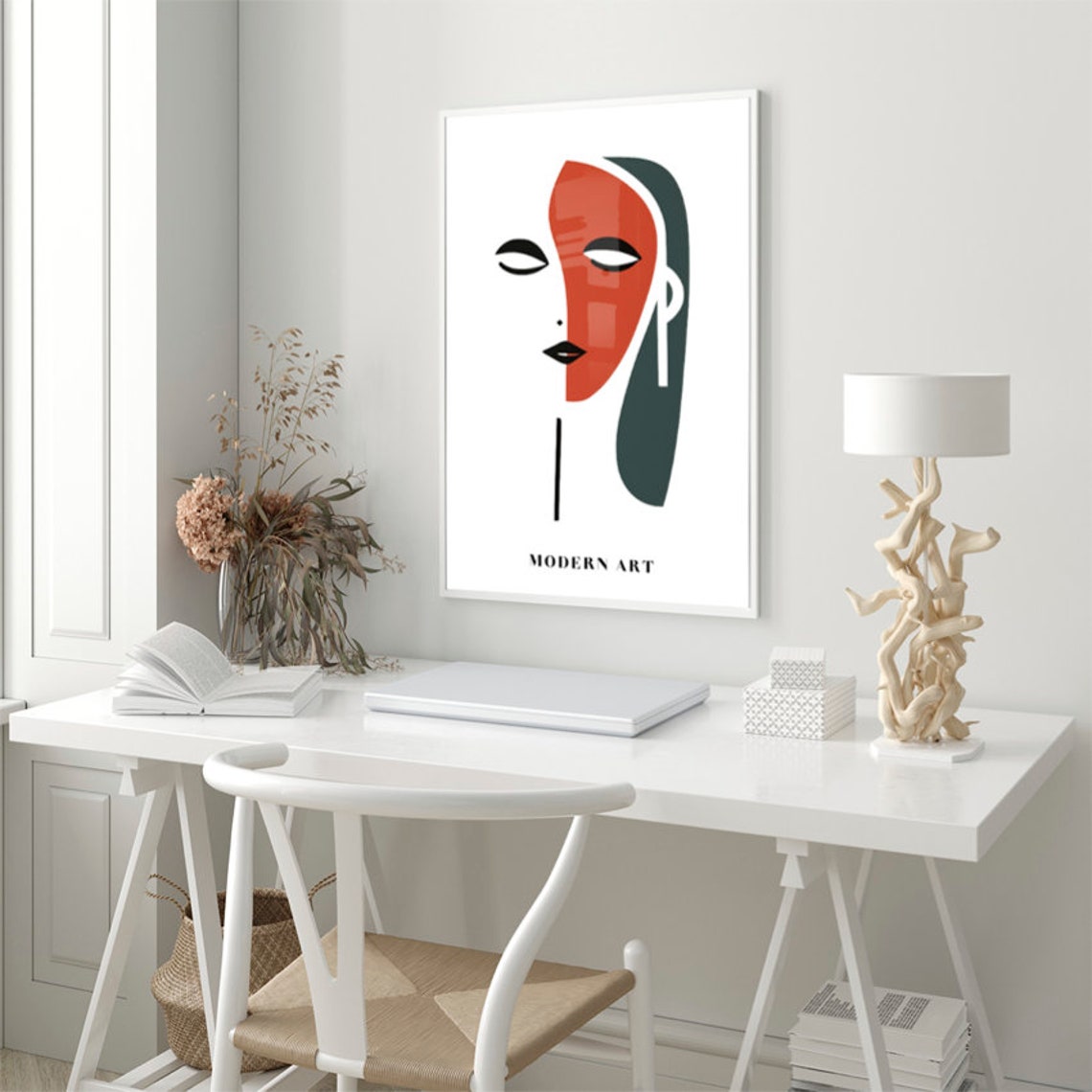 Terracotta Two Faces Modern Art Minimalist Abstract Design Poster - Image 3