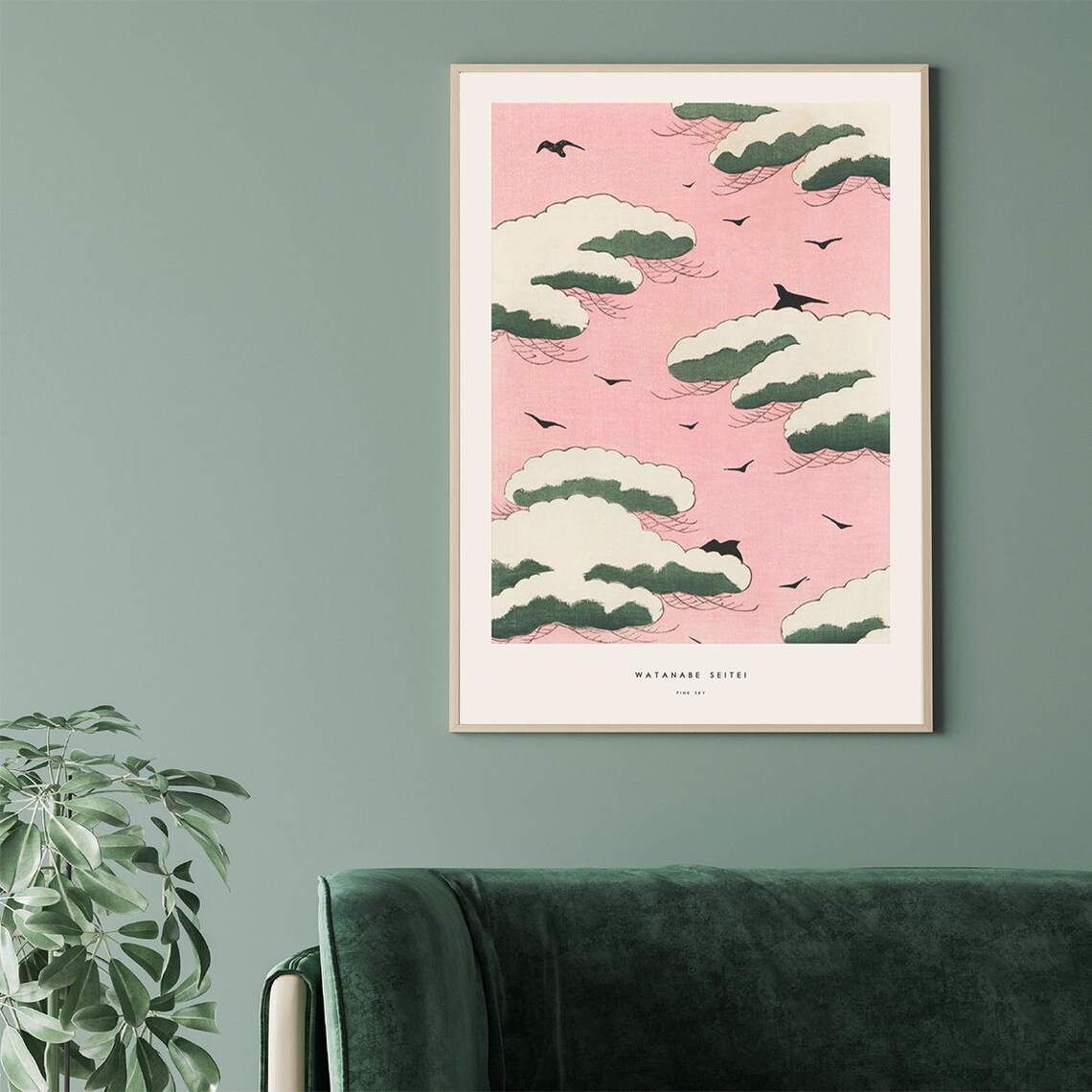 Japanese Print Pink Sky Bird Poster, Watanabe Seitei - Image 2