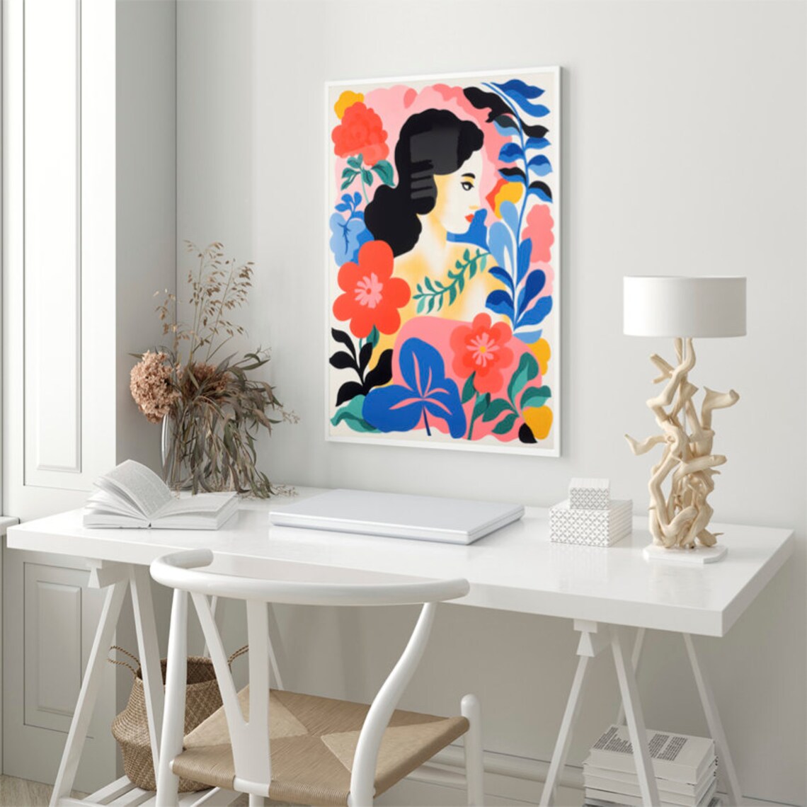 Matisse Inspired Woman Among Colorful Flowers Garden Art Poster - Image 3