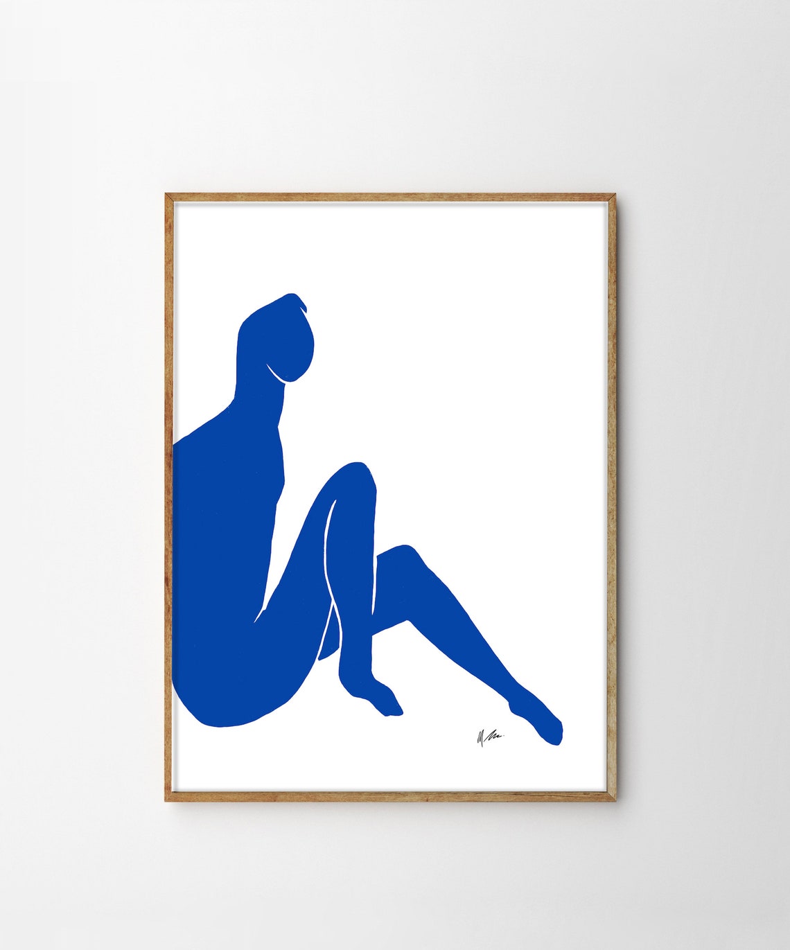 Bold Blue Nude Seated Figure Matisse Inspired Abstract Art Poster - Image 4