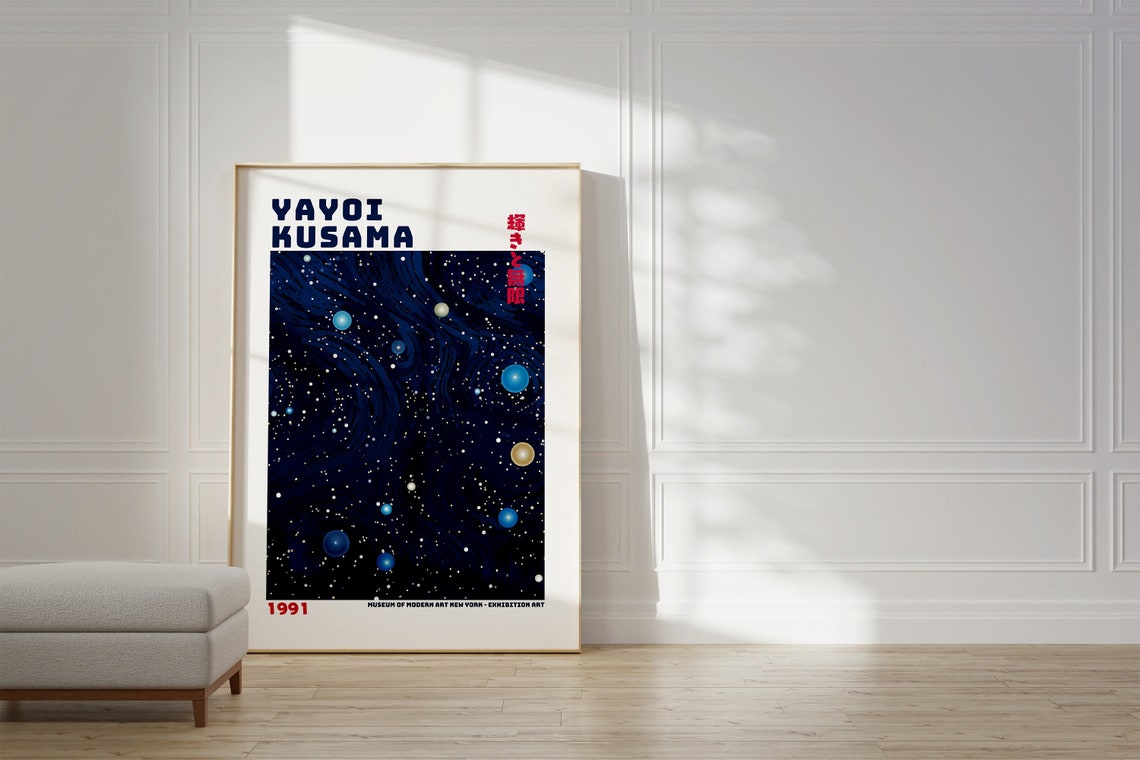 Yayoi Kusama 1991 Navy Starry Night Dots Exhibition Art Poster