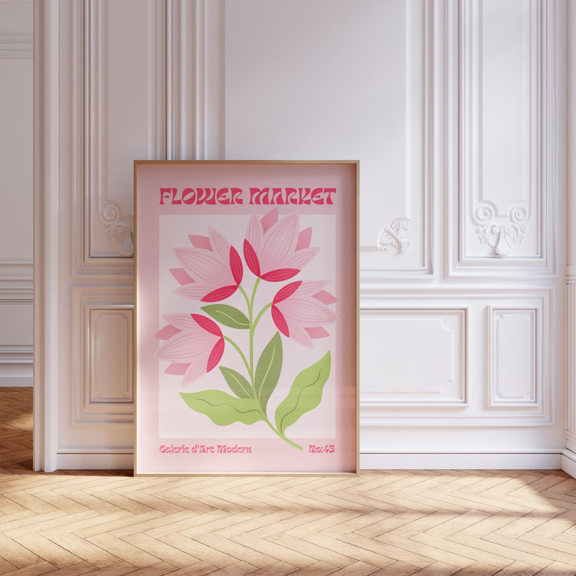 Flower Market No 43 Pink Red Layered Blooms Blush Floral Poster - Image 5