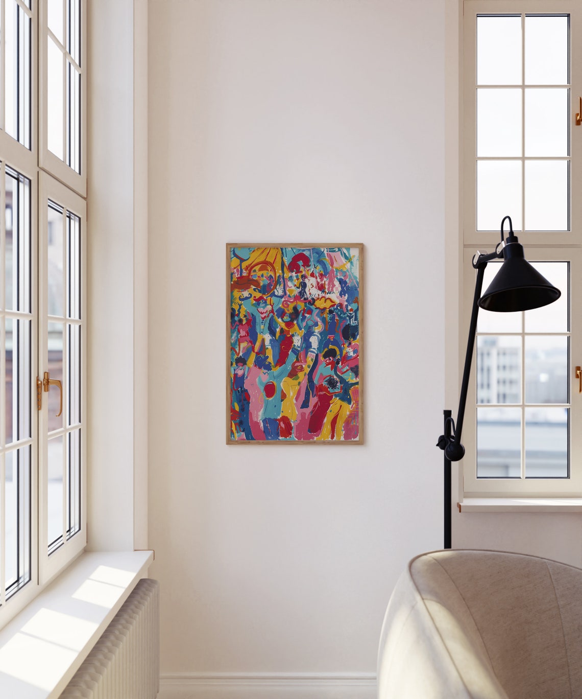 Abstract Expressionist Dance Party Bold Red Blue Yellow Poster - Image 5