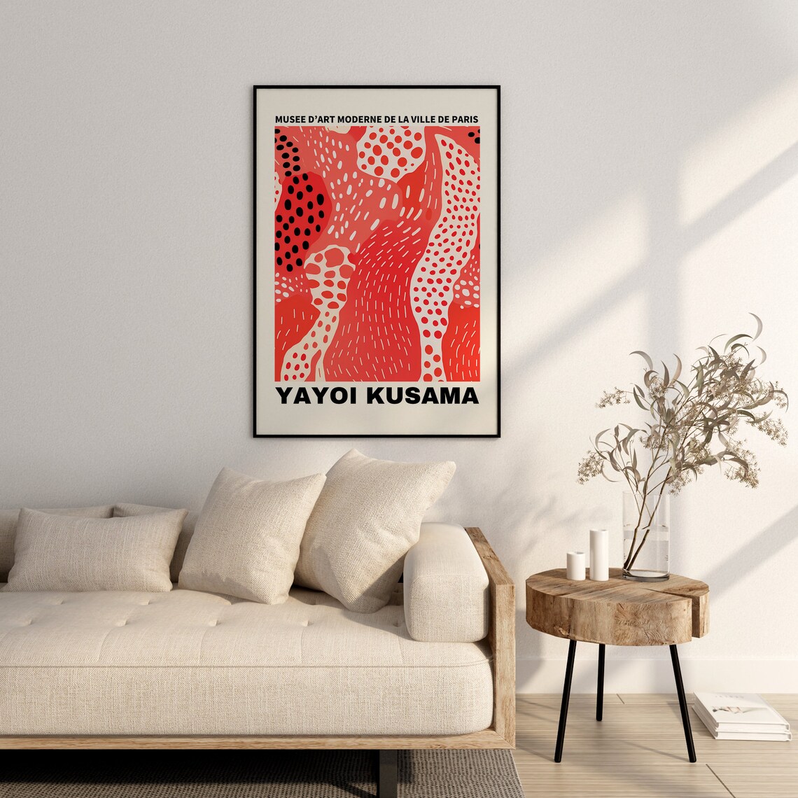 Yayoi Kusama Red Dotted Abstract Paris Exhibition Art Poster - Image 3