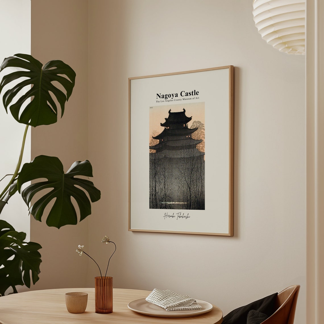 Hiroaki Takahashi Nagoya Castle 1932 Japanese Woodblock Art Poster - Image 3