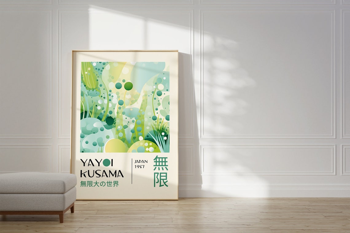 Yayoi Kusama Green Aqua Polka Dots Japan 1987 Modern Art Poster