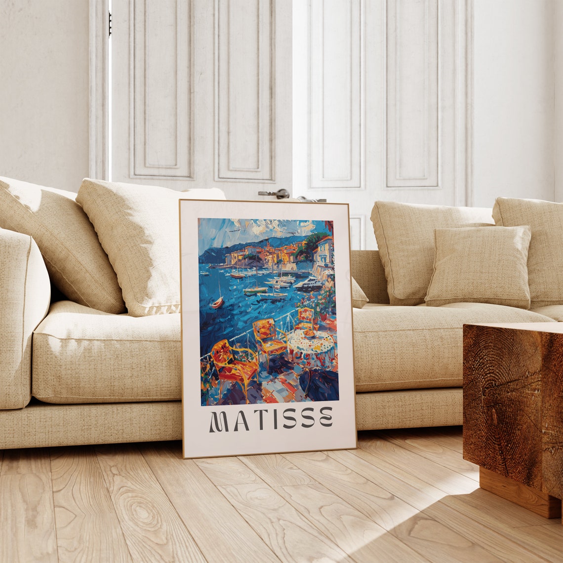 Matisse Sunny Harbor Terrace Cafe Table Boats Coastal Art Poster - Image 2