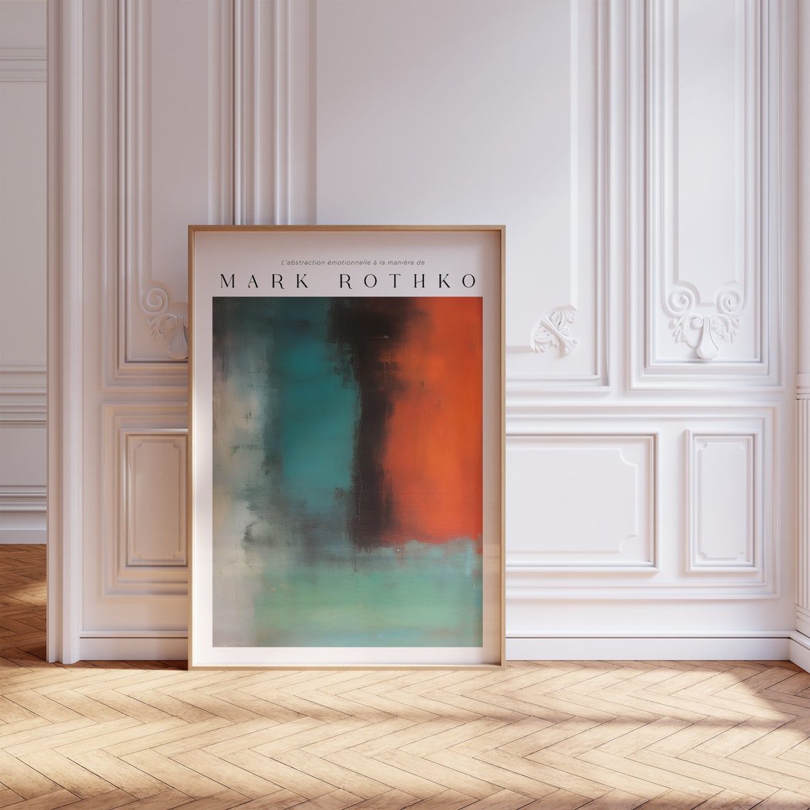 Mark Rothko Style Teal Orange Color Field Emotional Abstract Poster - Image 4