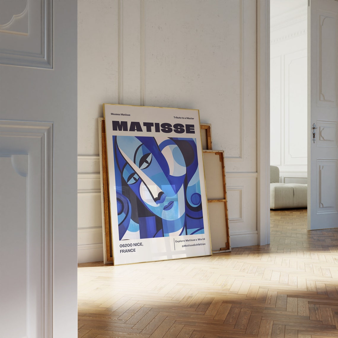 Matisse Nice France Cubist Blue Face Portrait Exhibition Poster - Image 3