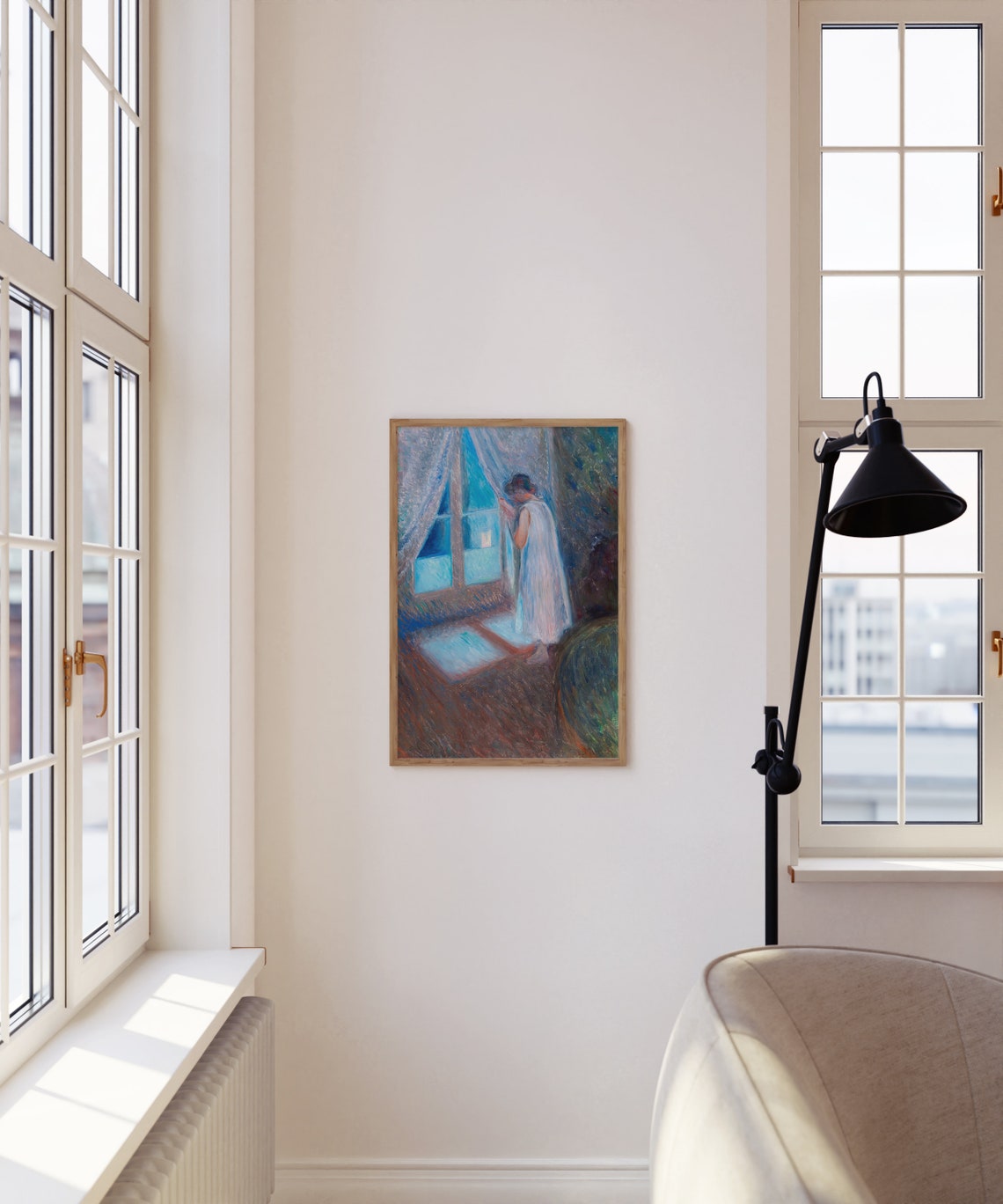 Edvard Munch The Girl by the Window Moonlight Night Art Poster - Image 3