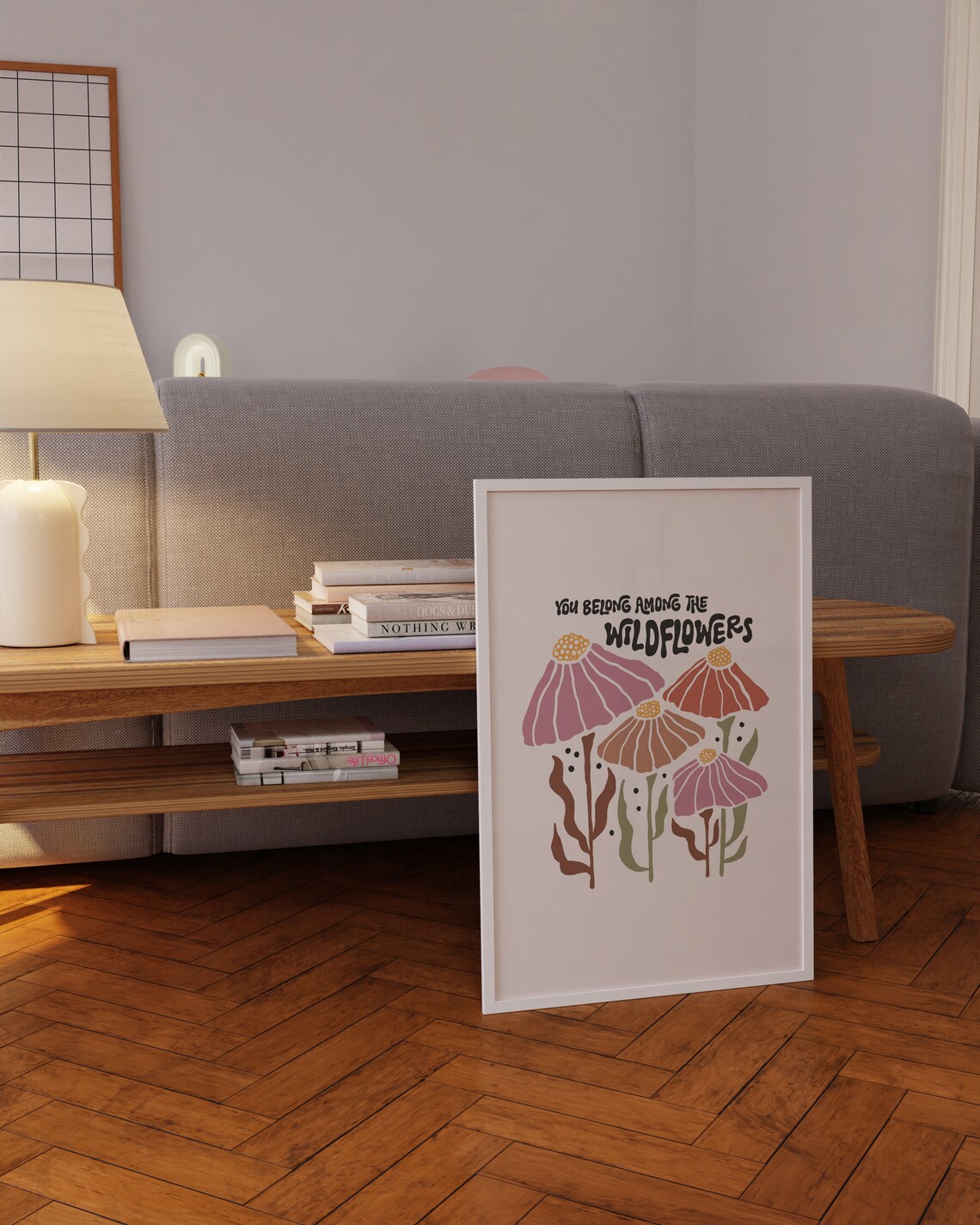 You Belong Among the Wildflowers Boho Coneflower Quote Poster - Image 4