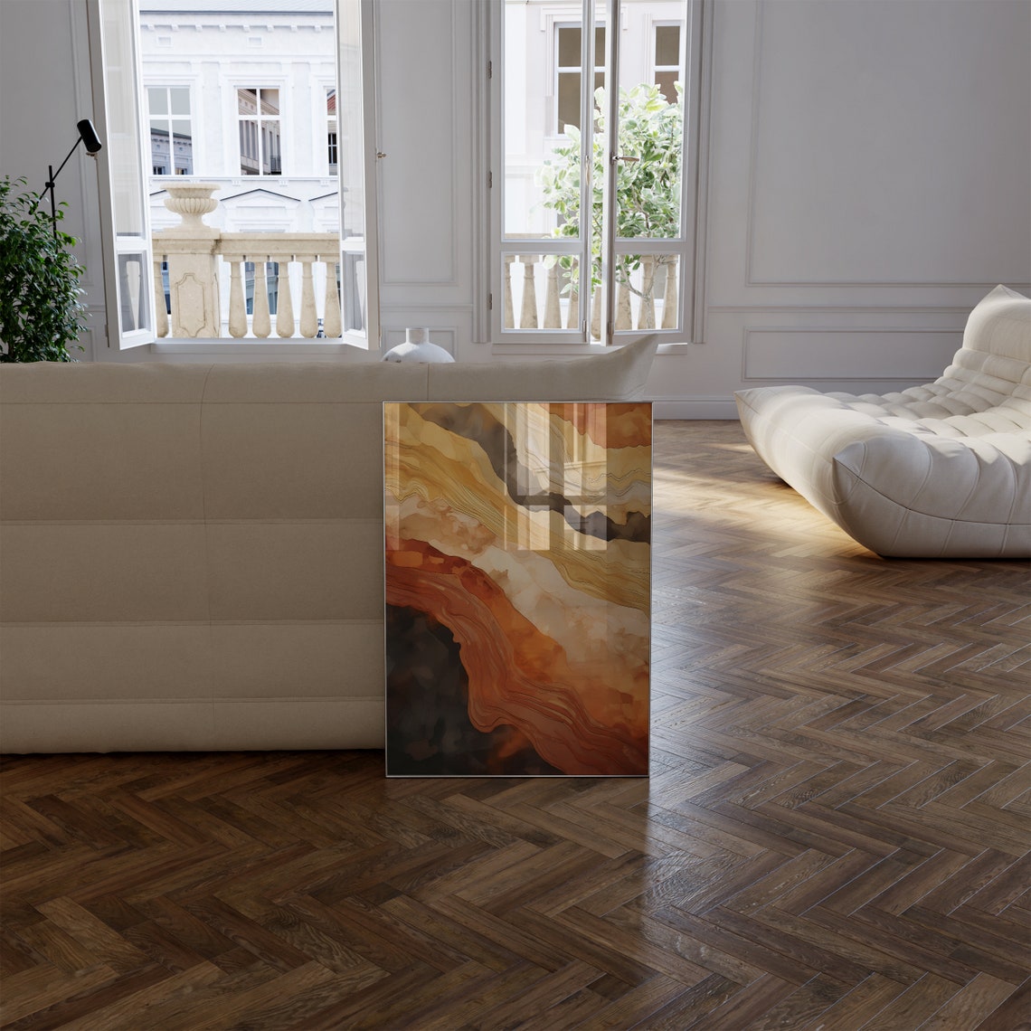 Golden Amber Marble Swirls Abstract Flow Warm Modern Art Poster - Image 2