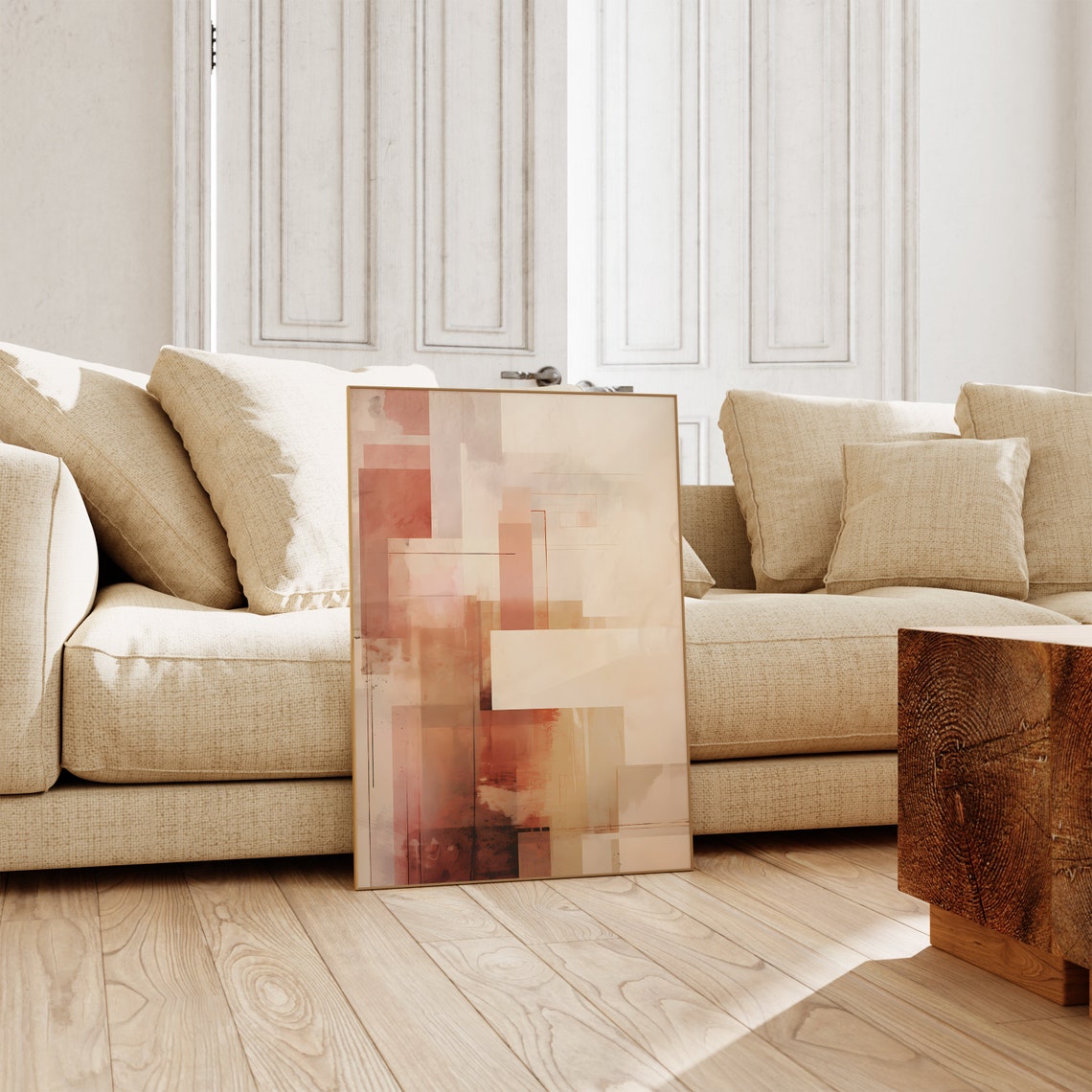 Terracotta Blush Geometric Blocks Warm Modern Abstract Art Poster - Image 4