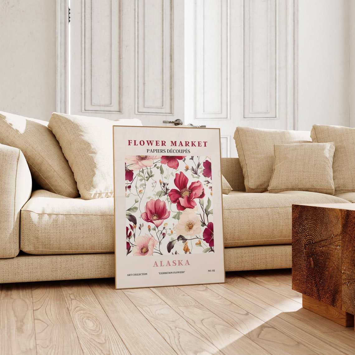 Flower Market Alaska Crimson Poppy Wildflower Painterly Art Poster - Image 3