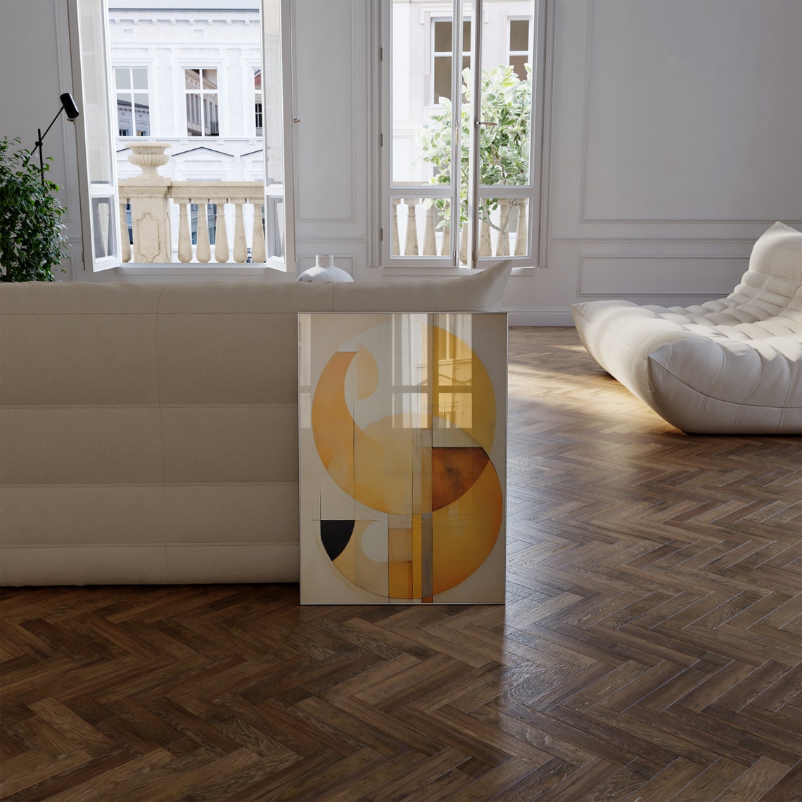Amber Circle Geometric Warm Modern Abstract Composition Poster - Image 2