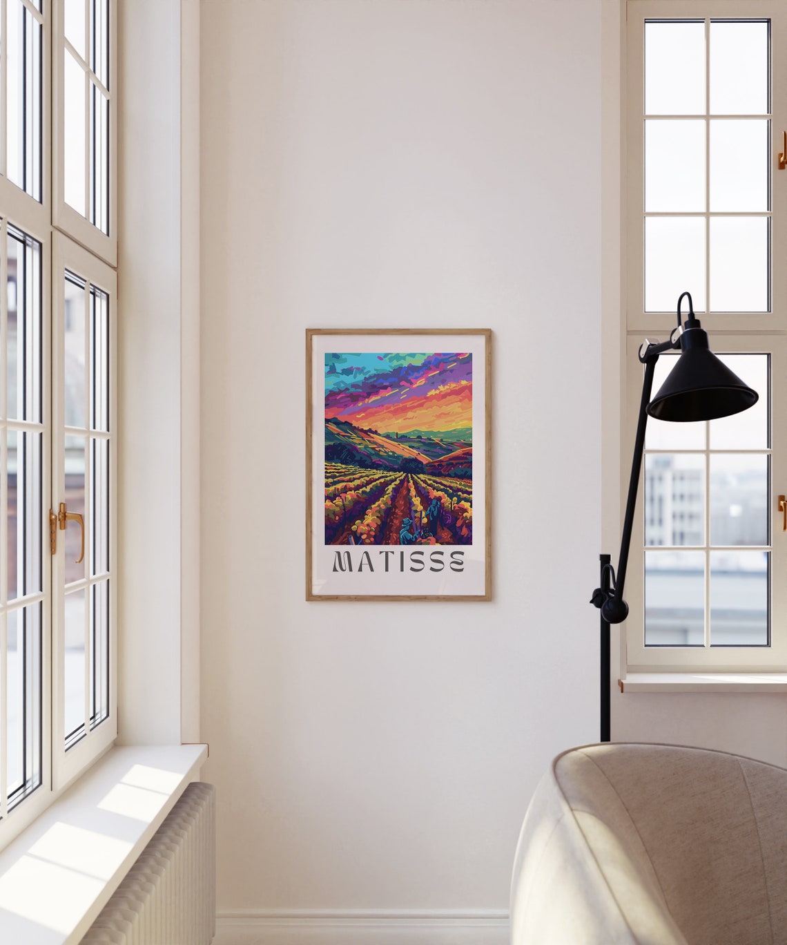 Matisse Inspired Colorful Vineyard Harvest Sunset Landscape Poster - Image 4