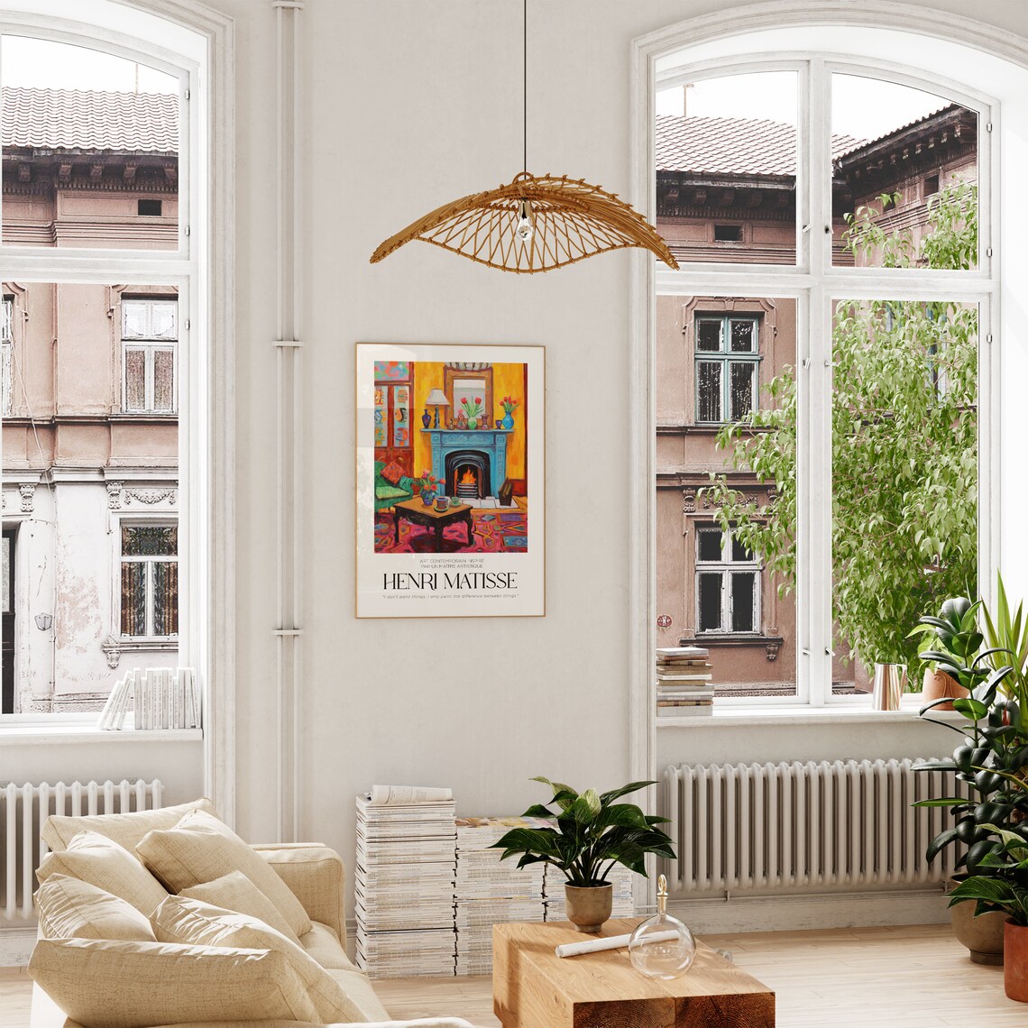 Matisse Inspired Colorful Living Room Interior Tulips Art Poster - Image 4