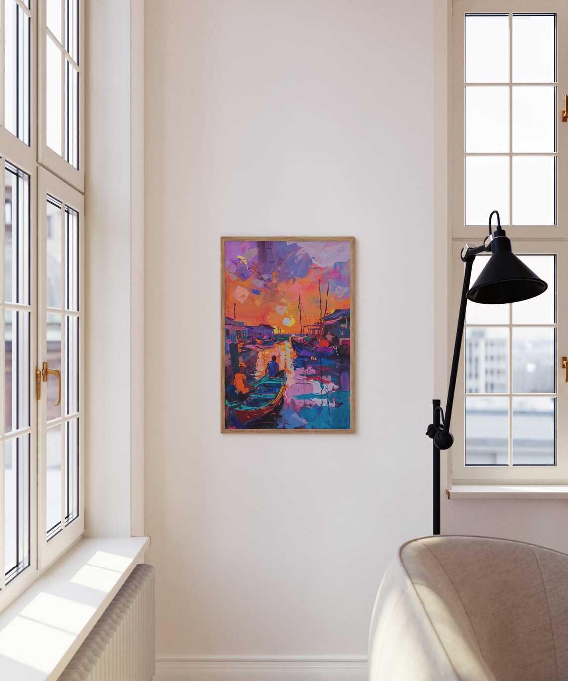 Matisse Inspired Fishing Village Sunset Boats Impasto Art Poster - Image 4