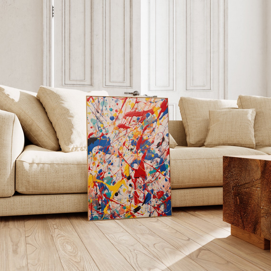 Jackson Pollock Style Red Blue Yellow Splatter Abstract Poster - Image 3