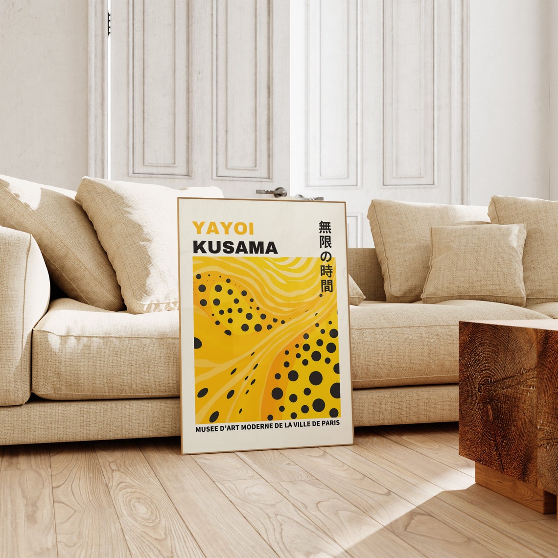 Yayoi Kusama Yellow Wave Black Polka Dots Paris Museum Poster
