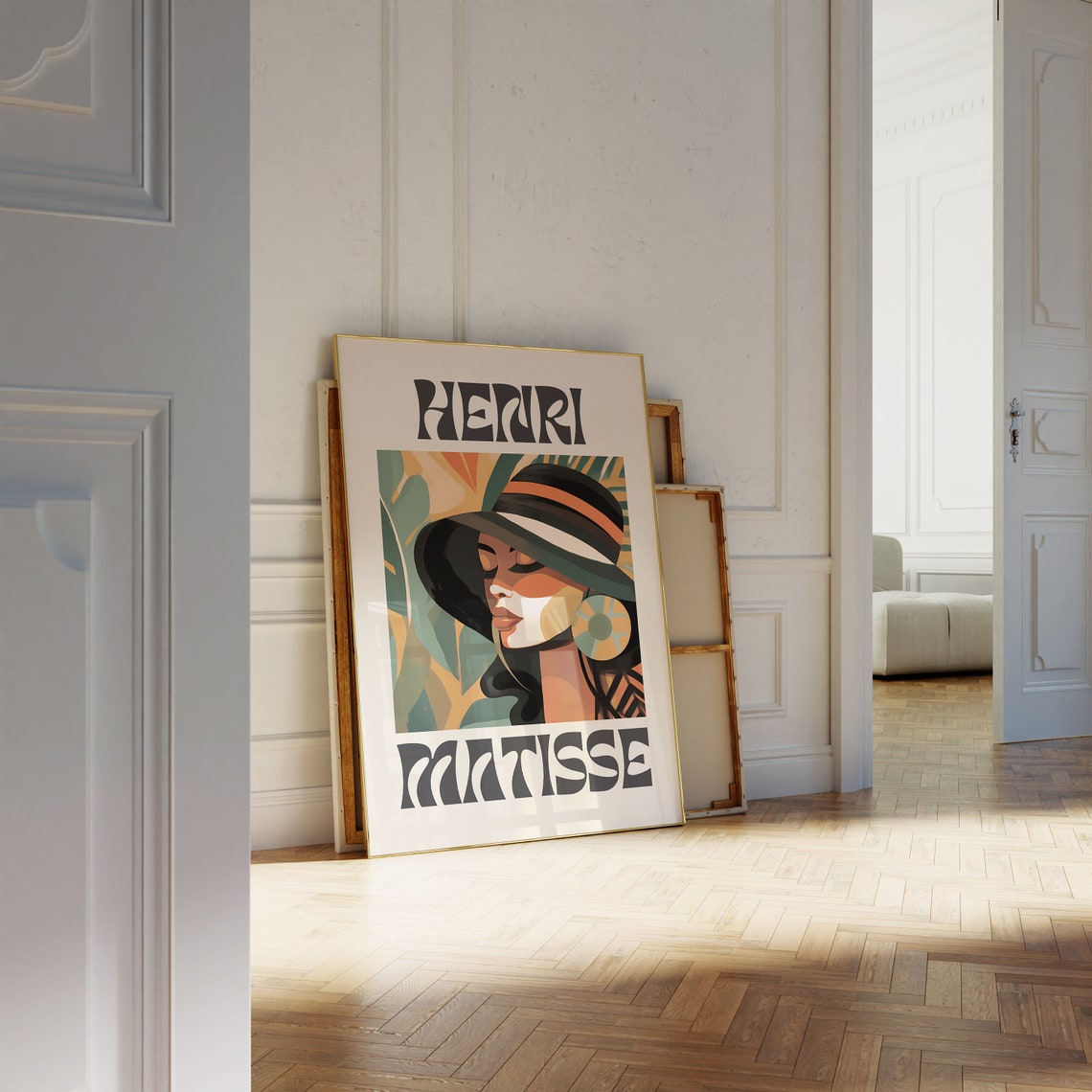 Henri Matisse Woman in Hat Tropical Leaf Portrait Art Poster - Image 3