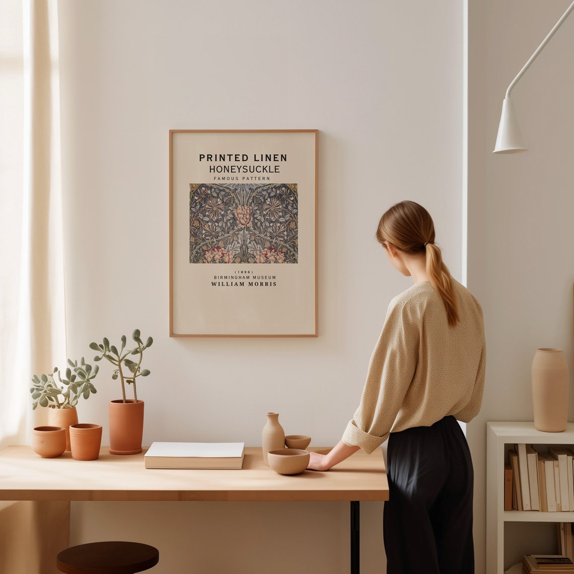 William Morris Honeysuckle 1896 Printed Linen Pattern Poster - Image 2